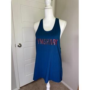 GYMSHARK Size L Tank Racer Back Print GYMSHARK Blue/Red/Black Strips